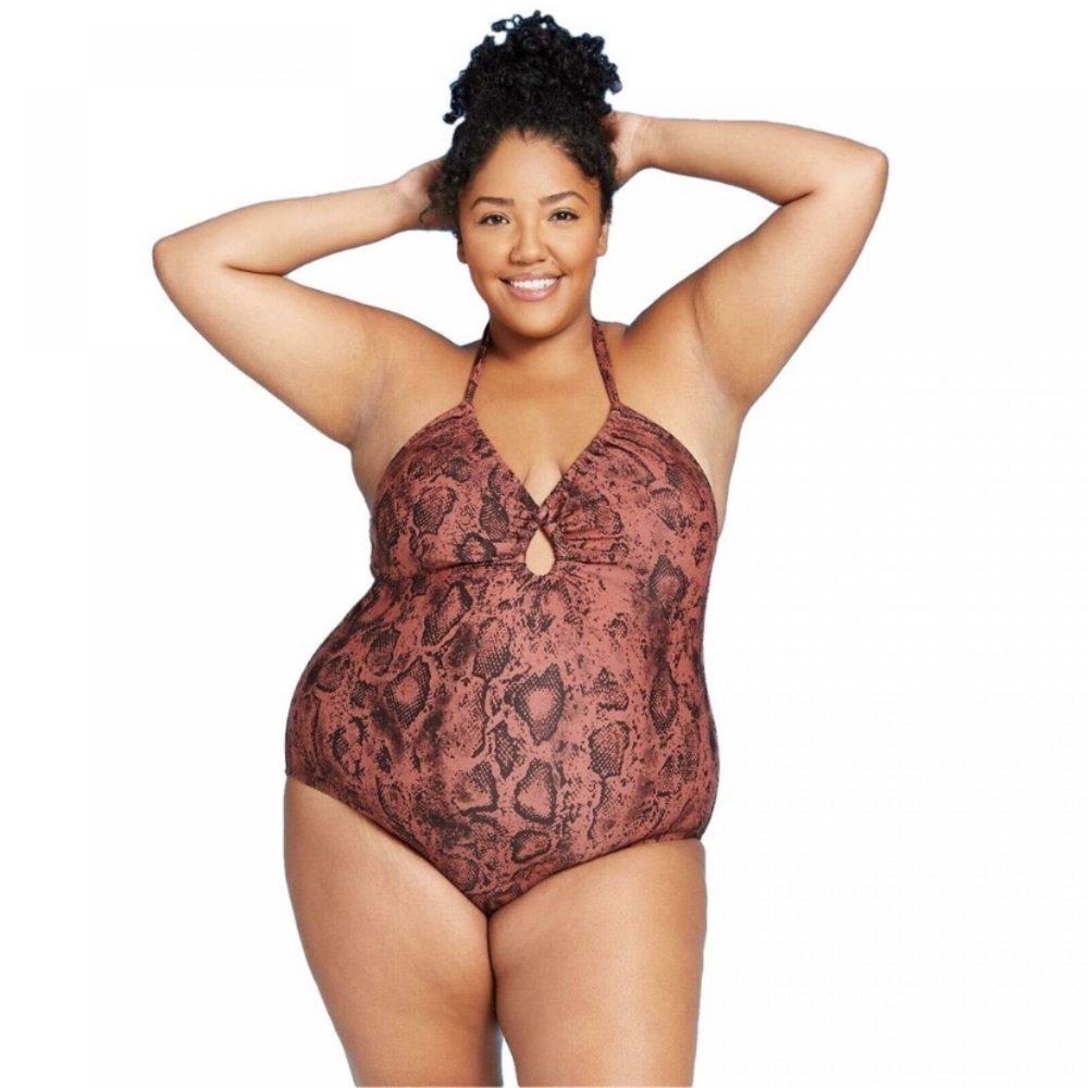 Kona Sol Snake Skin Halter One Piece Swimsuit Plus /“Size 18W 20W NEW